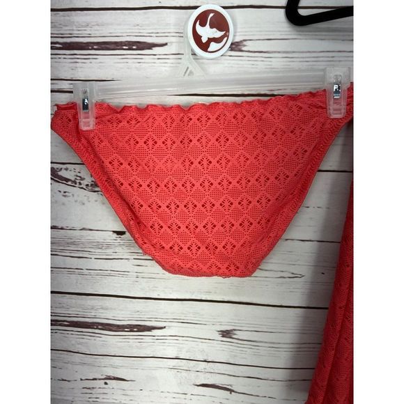 Mossimo Peach Coral Eyelet Halter‎ Style Size Large 2 Piece Swimsuit - Picture 4 of 9